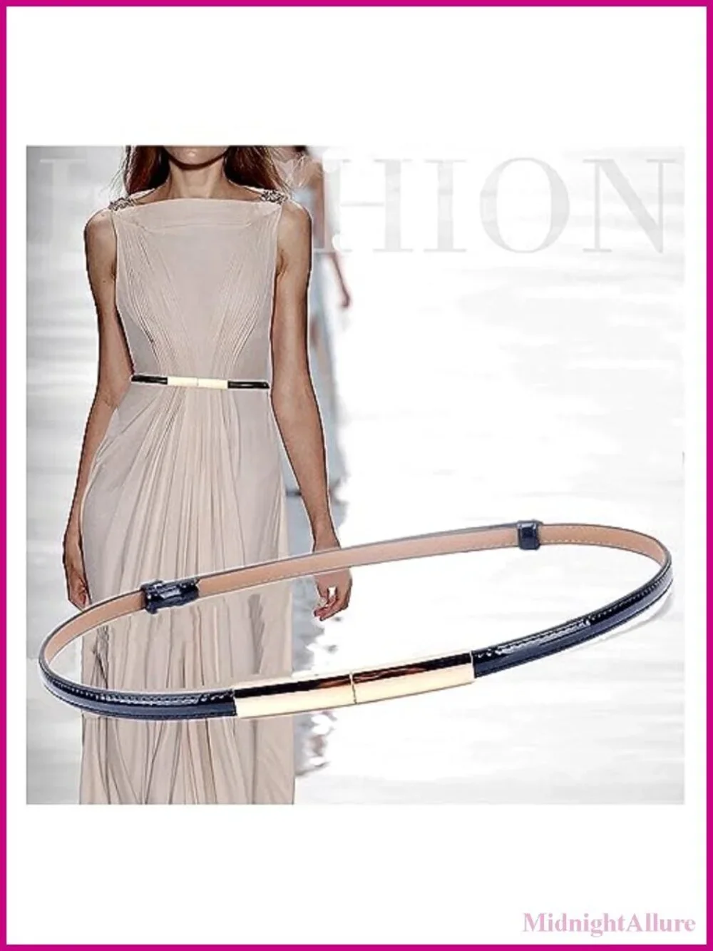 Women's Patent Leather Skinny Slim Belt Adjustable 22